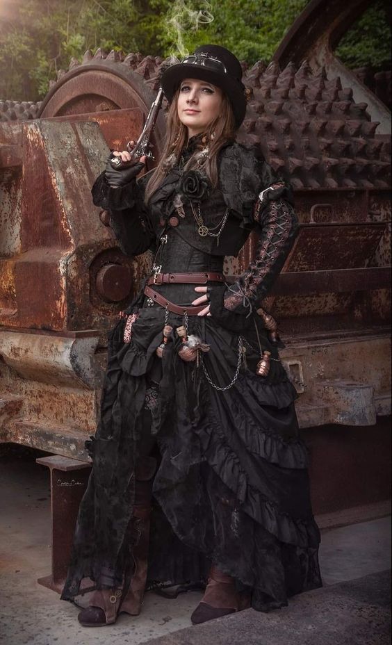 Black Ruffled Steampunk Explorer